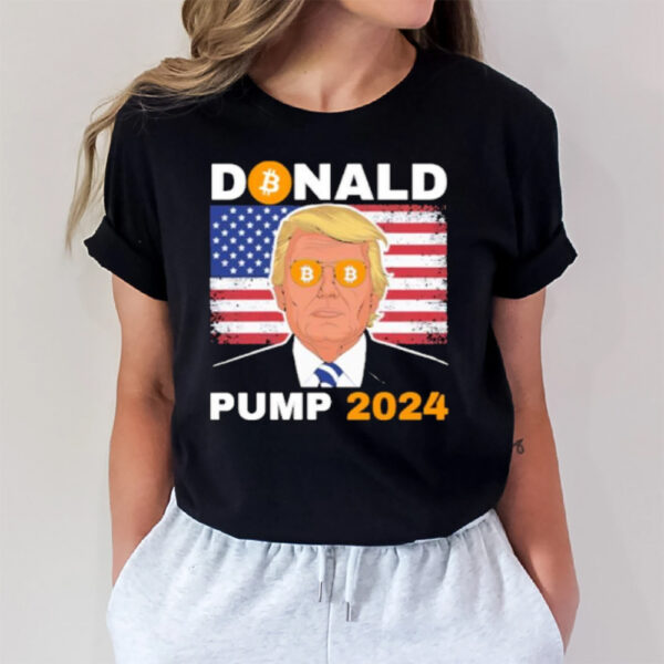 Donald Pump 2024 Bitcoin Eyes America Flag Fight Make America Great Again T-Shirt