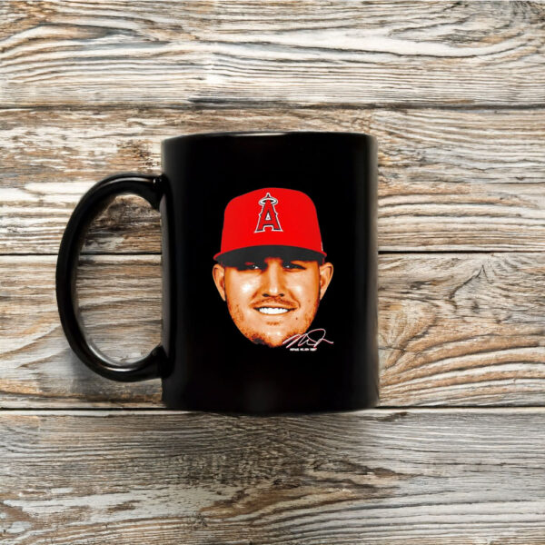 Los Angeles Angels Mike Trout 27 Big Head Signature Mug Coffee