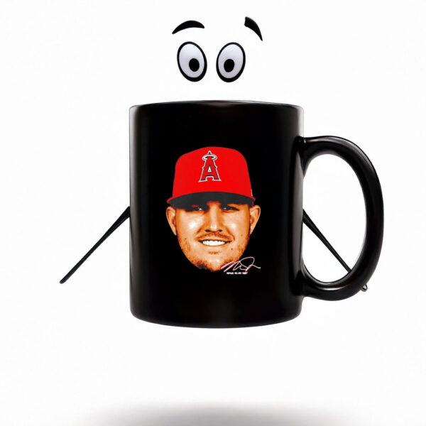 Los Angeles Angels Mike Trout 27 Big Head Signature Mug Coffee