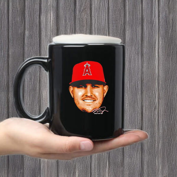 Los Angeles Angels Mike Trout 27 Big Head Signature Mug Coffee