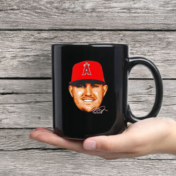 Los Angeles Angels Mike Trout 27 Big Head Signature Mug Coffee