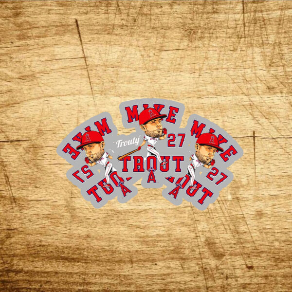 Mike Trout Los Angeles Angels Trout 27 hometown caricature Stickers