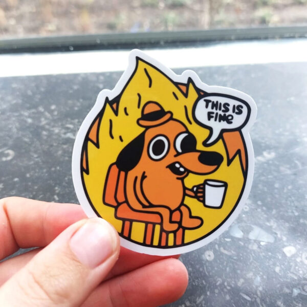 this is fine stickers funny meme this is fine laptop sticker